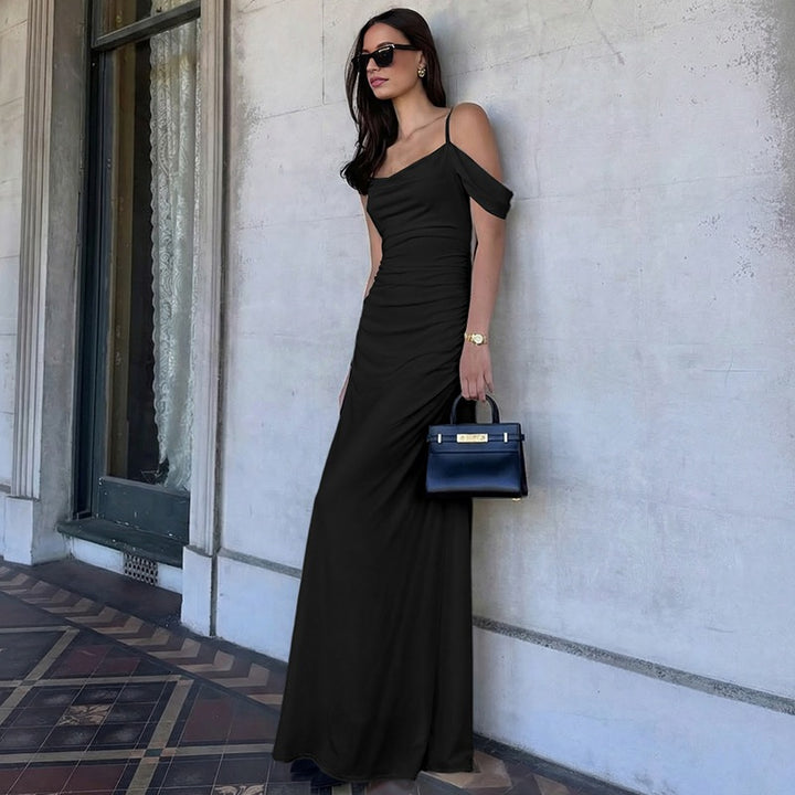 Damen Elegantes bodenlanges Kleid mit einzigartiger Drapierung Drune