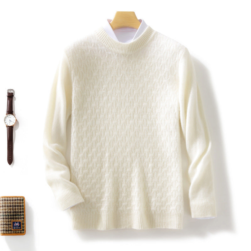 Damen Strukturierter Mockneck-Pullover im Kaschmir‑Look mit geometrischer Wabenstruktur Drune