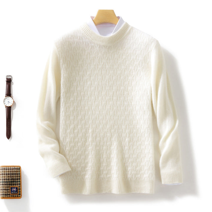 Damen Strukturierter Mockneck-Pullover im Kaschmir‑Look mit geometrischer Wabenstruktur Drune