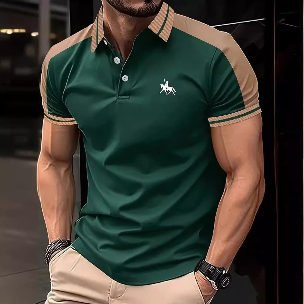 Herren Stilvolles Kontrastkragen Performance Polo Drune
