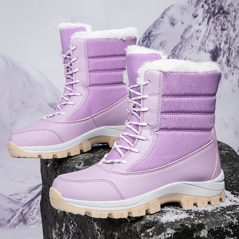 Damen Gefütterte Winterstiefel mit Kunstfellfutter, wasserabweisender Konstruktion und griffiger Profilsohle Drune