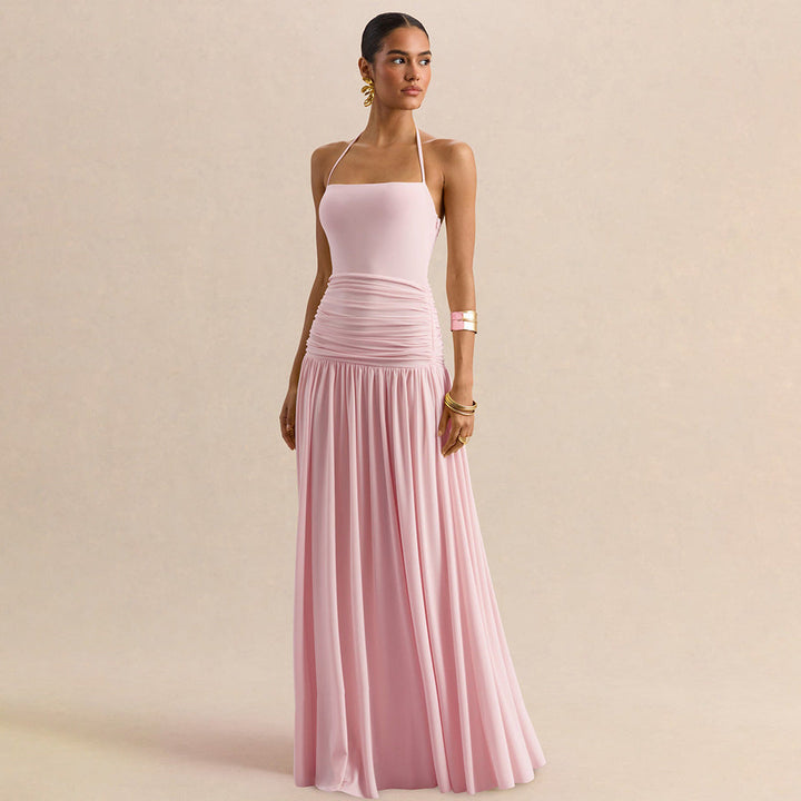 Damen Elegantes Abendkleid mit Off-Shoulder-Design und Fließendem Cape Drune