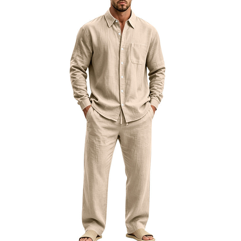 Herren entspanntes Leinen-Hemd und weite Loungewear-Hose Drune
