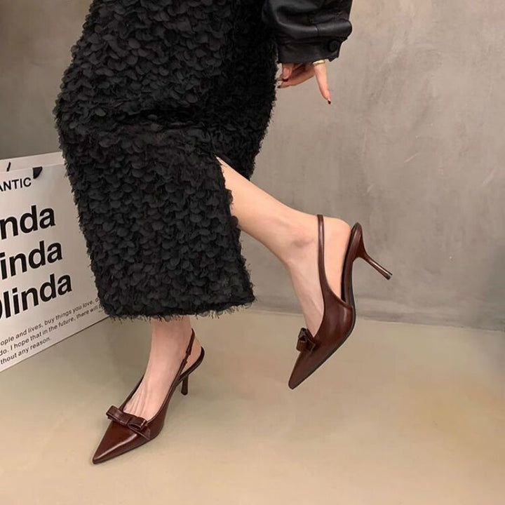 Damen elegante Slingback-Pumps mit zarter Schleifenverzierung Drune