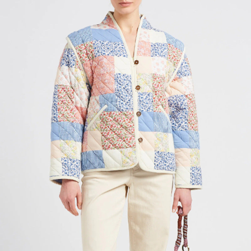 Damen Patchwork-Quilted Jacke Drune