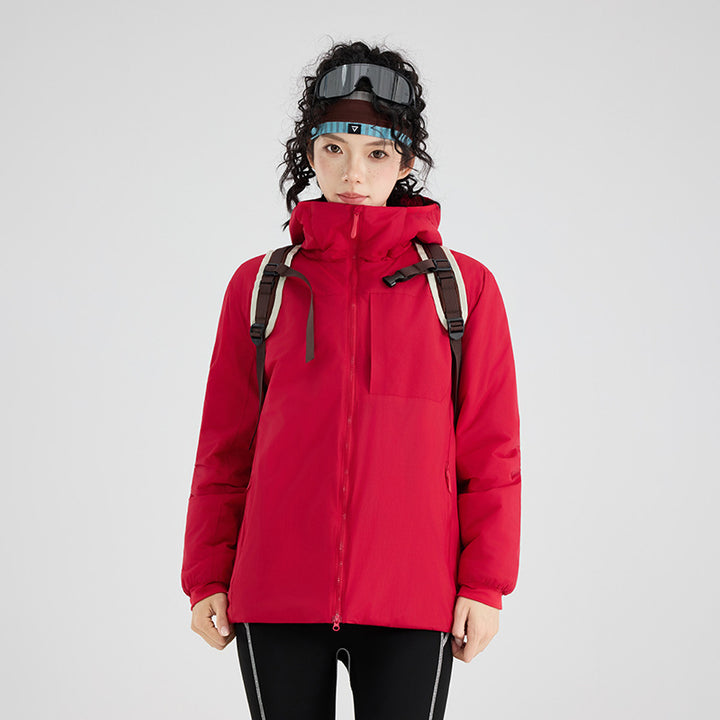 Damen Isolierte Outdoor-Steppjacke mit Kapuze, Brustpasse und elastischen Bündchen Drune