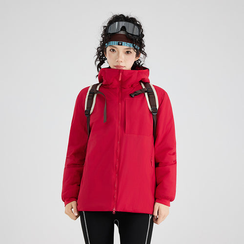 Damen Isolierte Outdoor-Steppjacke mit Kapuze, Brustpasse und elastischen Bündchen Drune