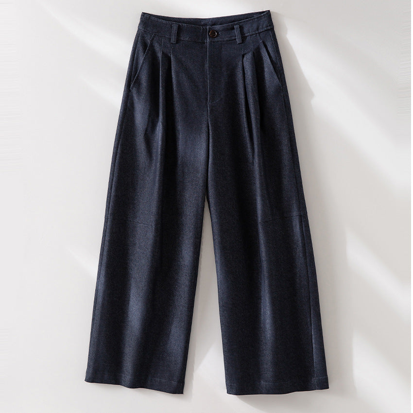 Damen Hochtaillierte weite Culotte-Stoffhose mit Bundfalten Drune