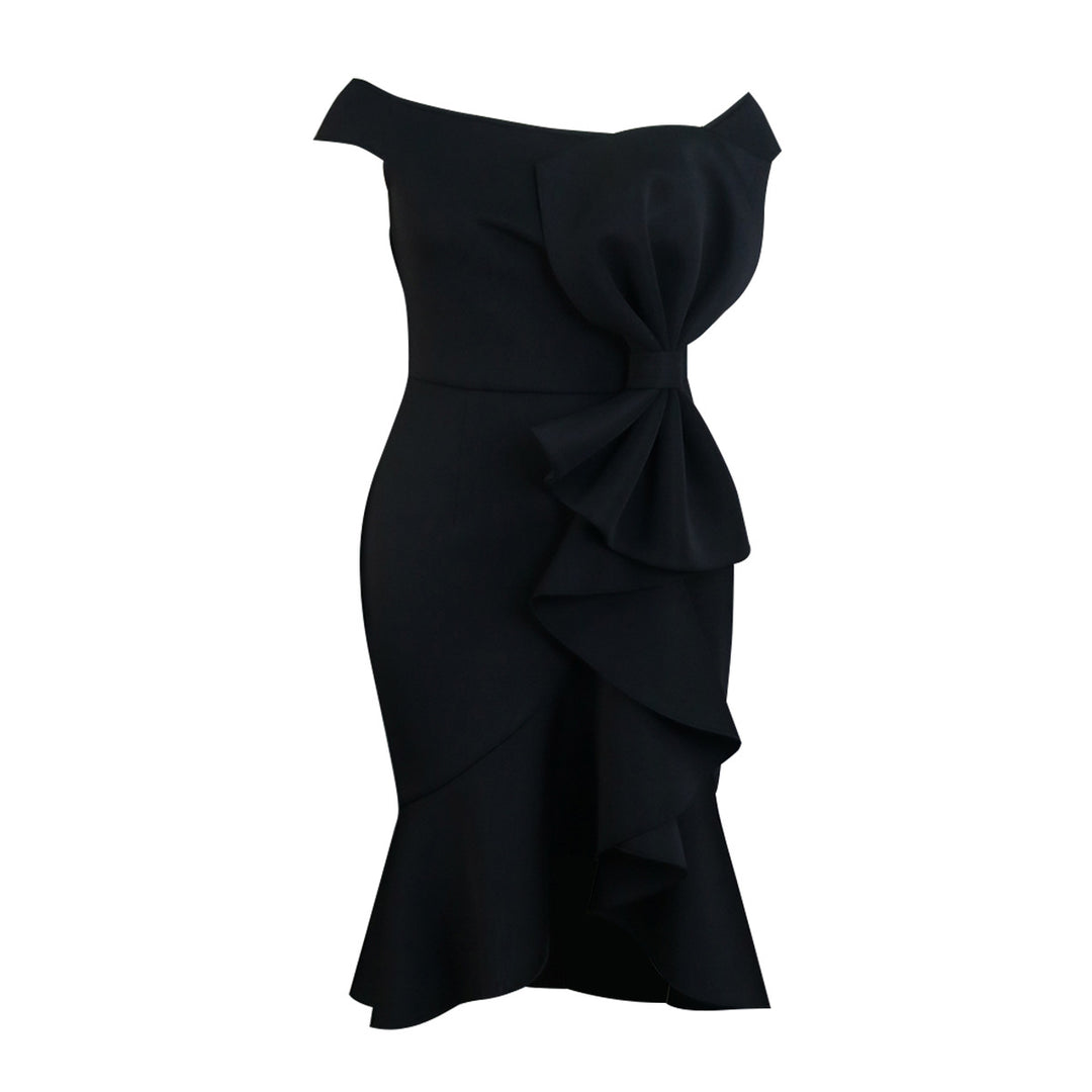 Damen Elegantes schulterfreies Kleid mit Rüschendetails Drune