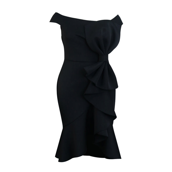 Damen Elegantes schulterfreies Kleid mit Rüschendetails Drune