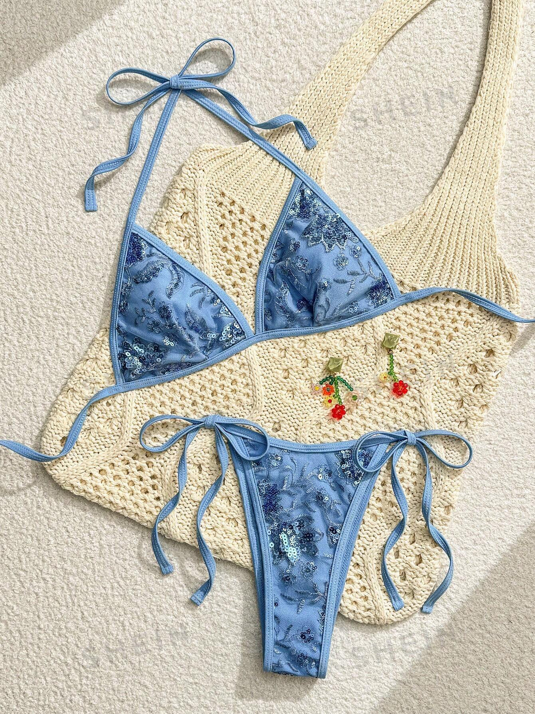 Damen Triangel-Bikini mit eleganter Stickerei Drune