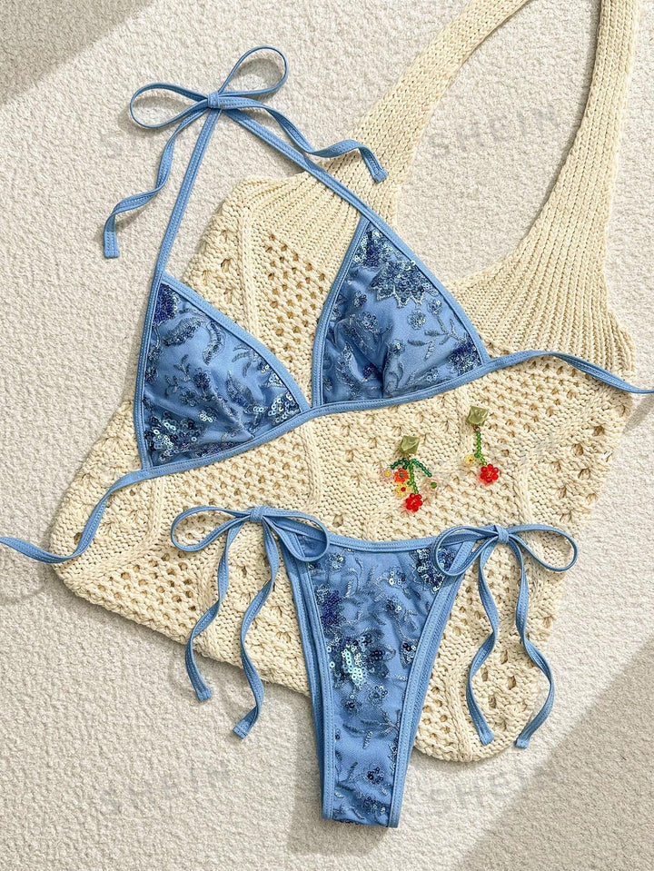 Damen Triangel-Bikini mit eleganter Stickerei Drune