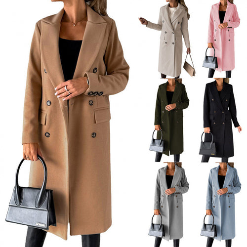 Damen Eleganter Doppelreihiger Mantel mit hochmodernem Schnitt Drune