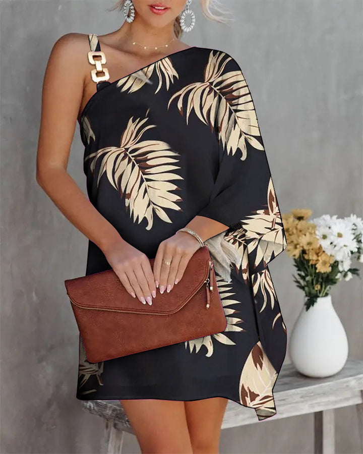 Damen asymmetrisches Minikleid mit dekorativem Schulterdetail und elegantem Design Drune
