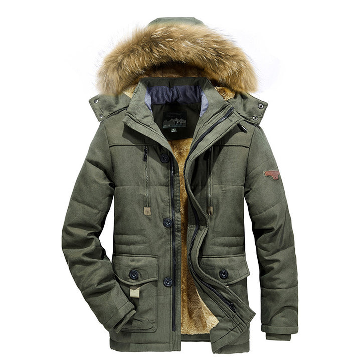 Herren Gefütterter Winterparka im Field-Style mit Teddyfutter und Kunstfellkapuze Drune