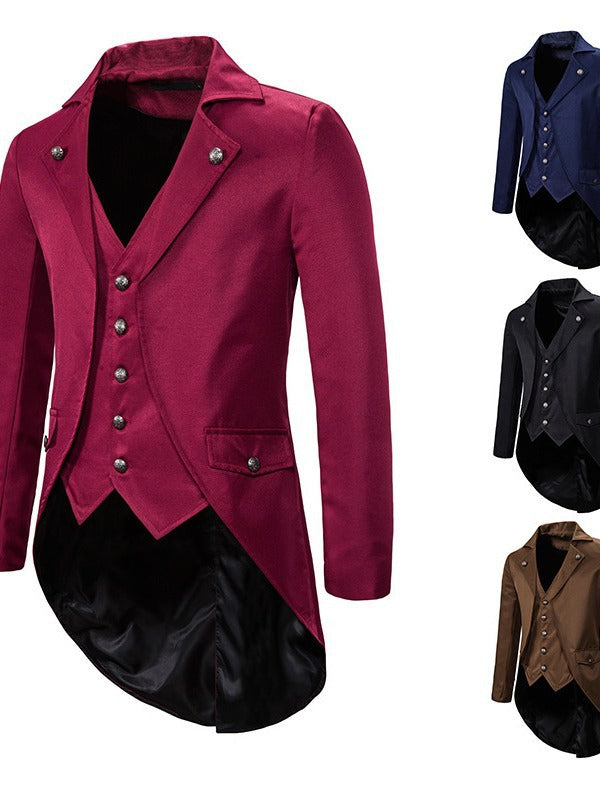 Herren eleganter Anzugmantel mit asymmetrischem Schnitt und feinen Details Drune