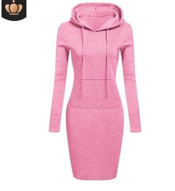 Damen Hoodie-Kleid mit praktischen Taschen und Kapuze Drune