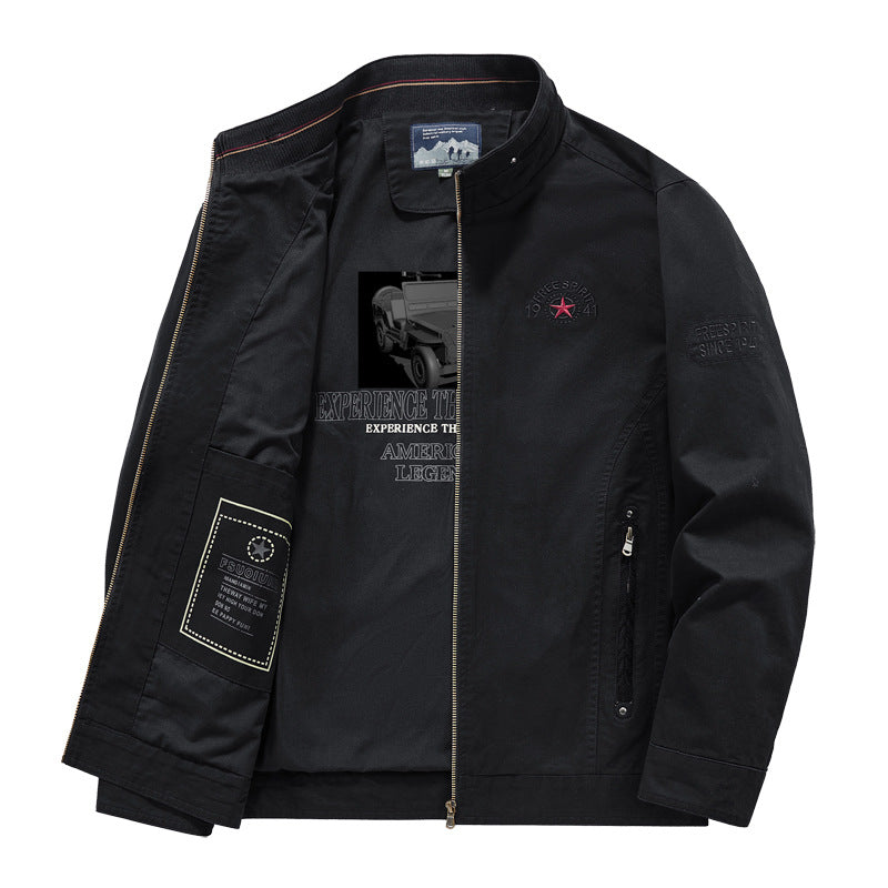 Herren Casual Kurzjacke im Harrington-Stil mit Stehkragen und Innentasche Drune