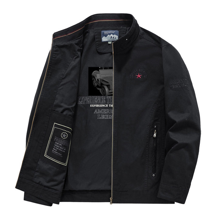 Herren Casual Kurzjacke im Harrington-Stil mit Stehkragen und Innentasche Drune
