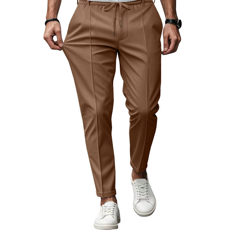 Herren nan tapered Freizeithose mit Bundfalten und elastischem Kordelzug Drune