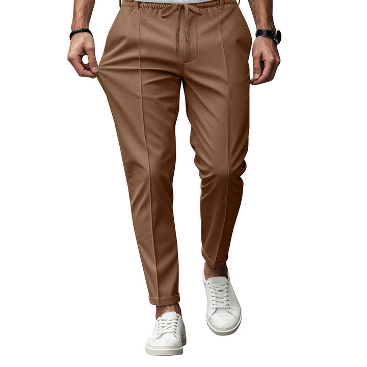 Herren nan tapered Freizeithose mit Bundfalten und elastischem Kordelzug Drune