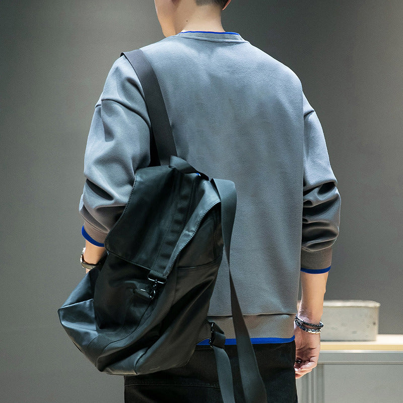 Herren Relaxed-Sweatshirt mit kontrastpaspelierten Bündchen und Clean-Rundhals Drune