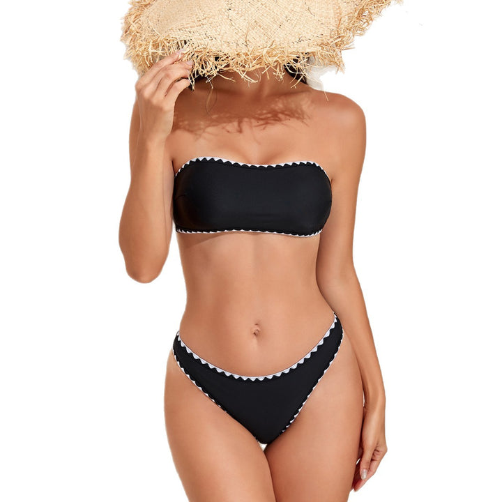 Damen Bandeau Bikini mit geometrischen Details Drune