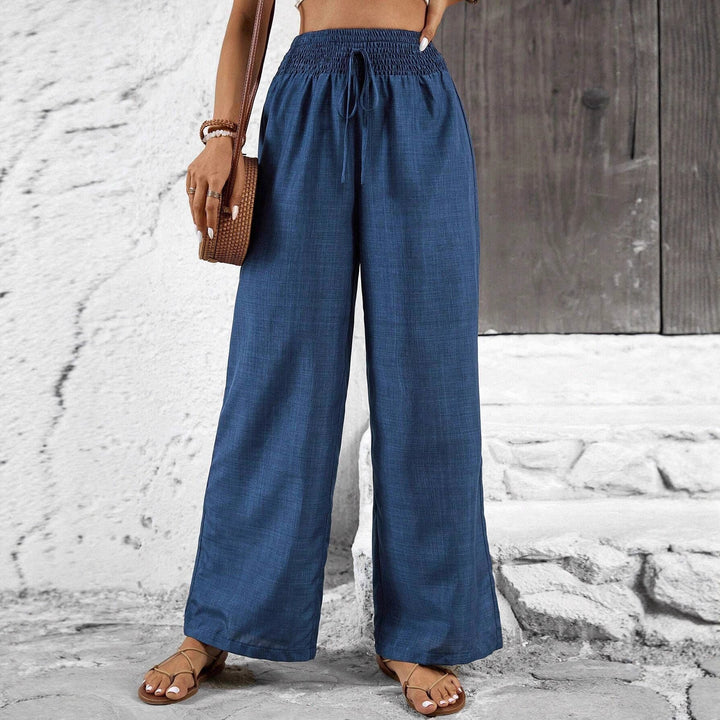 Damen weit geschnittene Sommerhose mit elastischem Bund und Kordelzug Drune