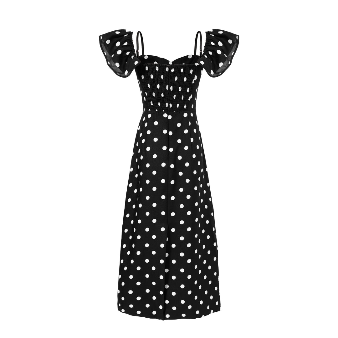 Damen Maxikleid mit Puffärmeln und elegantem Knotendetail Drune
