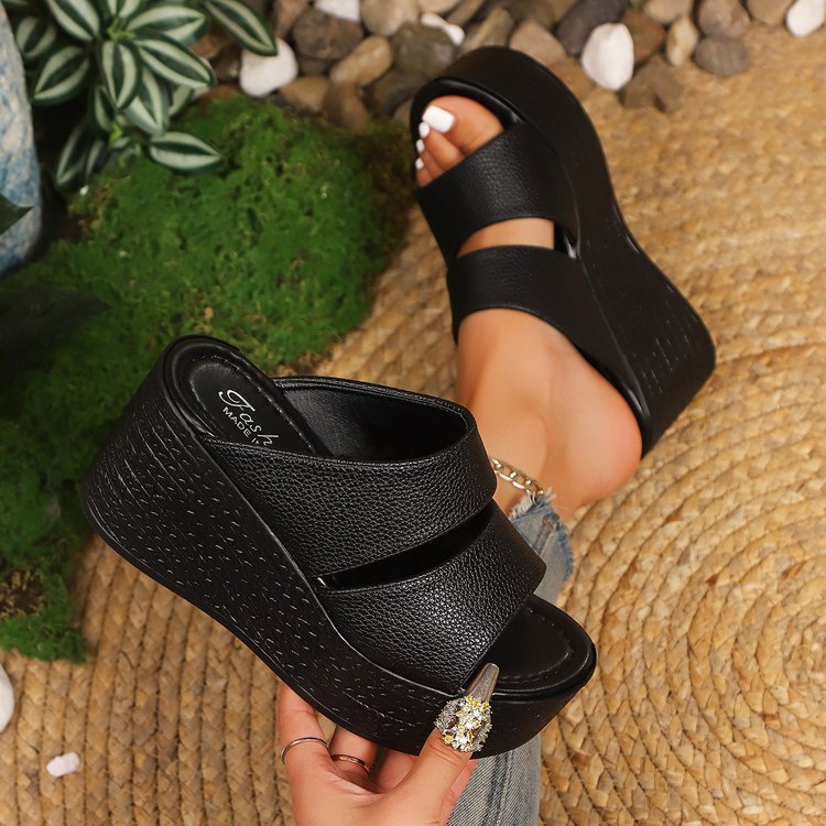 Damen Plateau-Sandalen mit breiten Riemen und rutschfester Sohle Drune