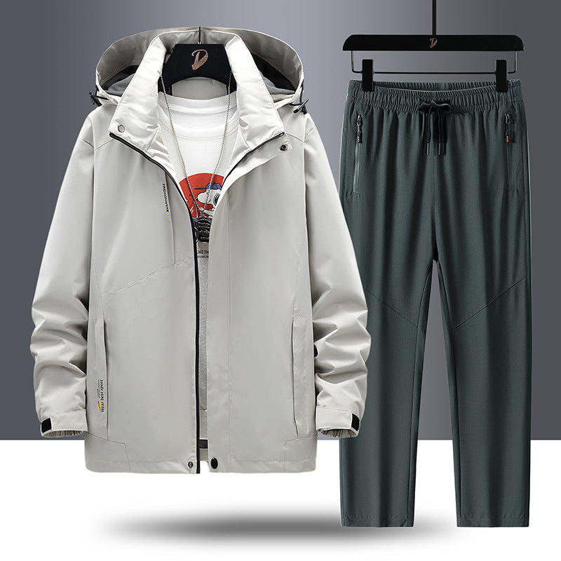 Herren Wetterfeste Outdoorjacke und Sporthose Drune