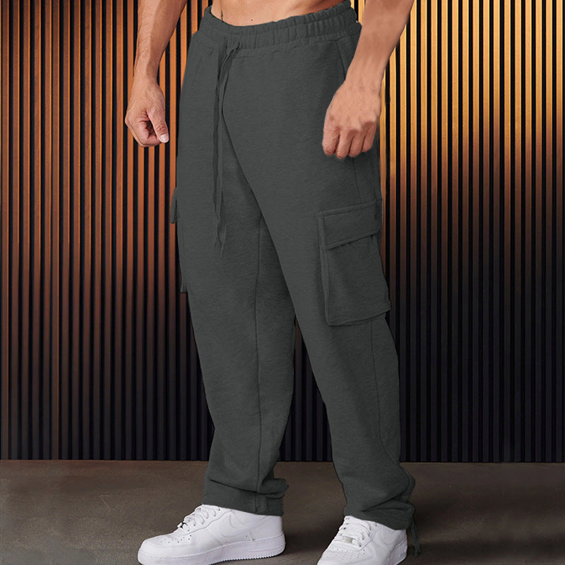 Herren entspannte Cargo-Hose mit praktischem Taschen-Design und elastischem Bund Drune