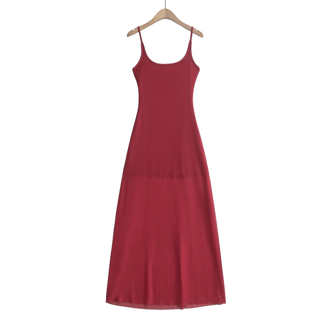 Damen Maxikleid mit verstellbaren Trägern und fließendem Schnitt Drune