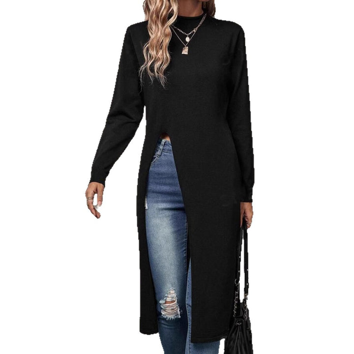 Damen elegantes Strickkleid mit seitlichen Schlitzen Drune