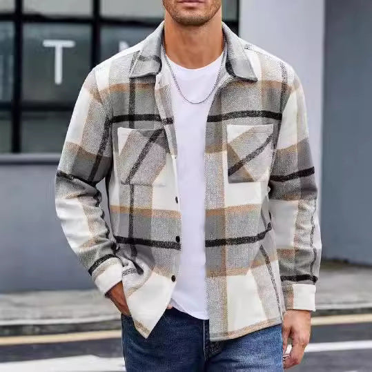 Herren lässige Karomuster Hemdjacke Drune