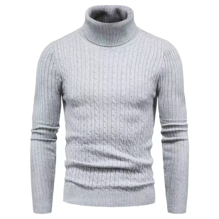 Herren nan schlanker Rollkragenpullover mit Zopfstruktur, feinem Rippstrick und elastischen Bündchen Drune