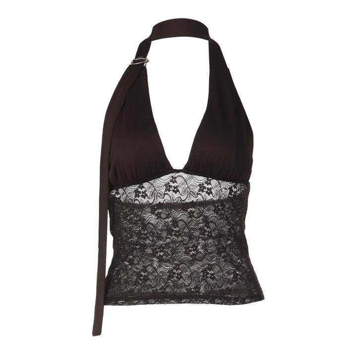 Damen Halterneck-Spitzenoberteil Drune