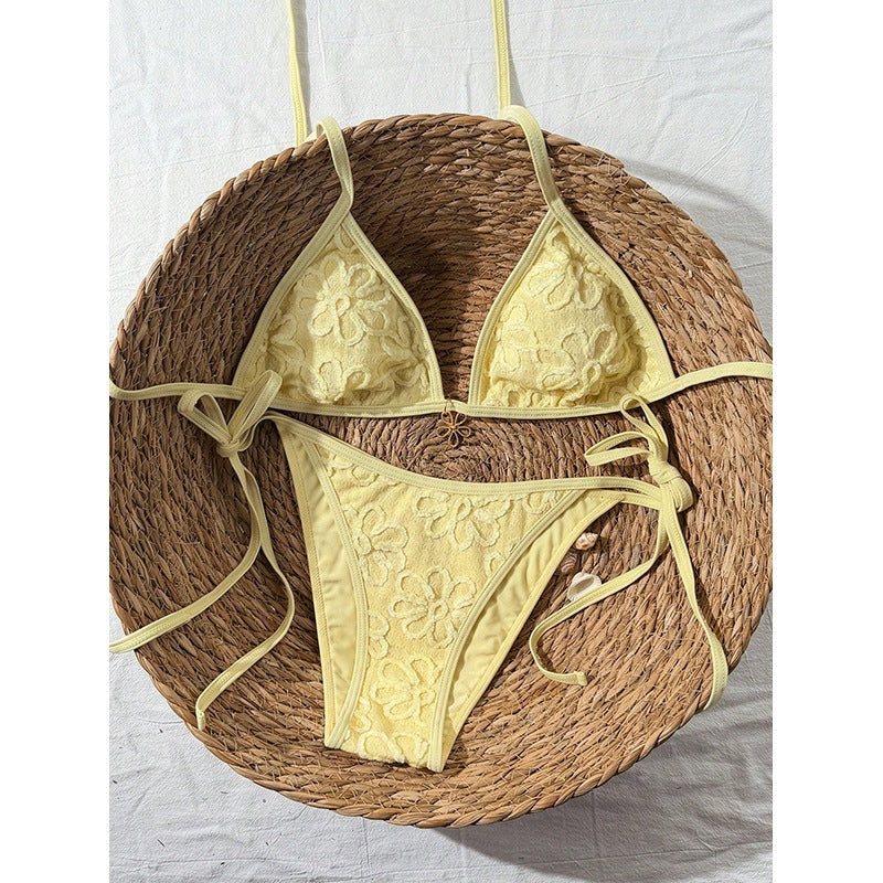 Damen Zweiteiliges Bikini-Set mit floralen Stickereien Drune