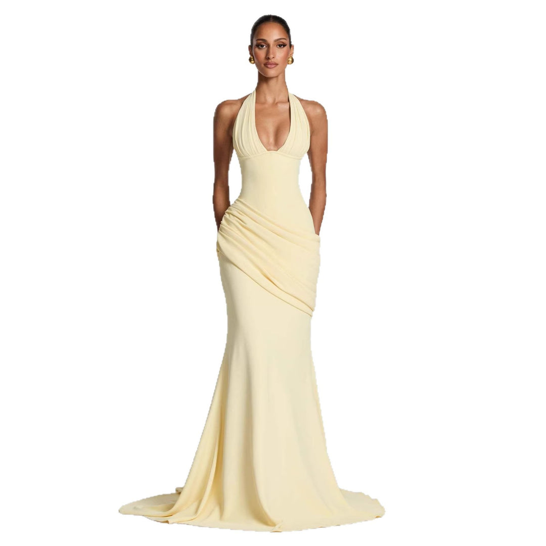 Damen Abendkleid mit elegantem Wickeldesign und tiefem V-Ausschnitt Drune