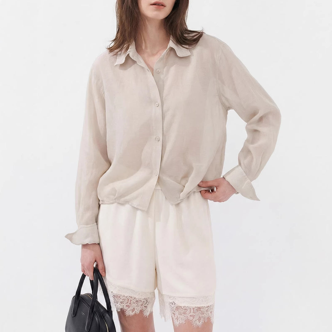 Damen Elegante und leichte Bluse mit Knopfdetails Drune