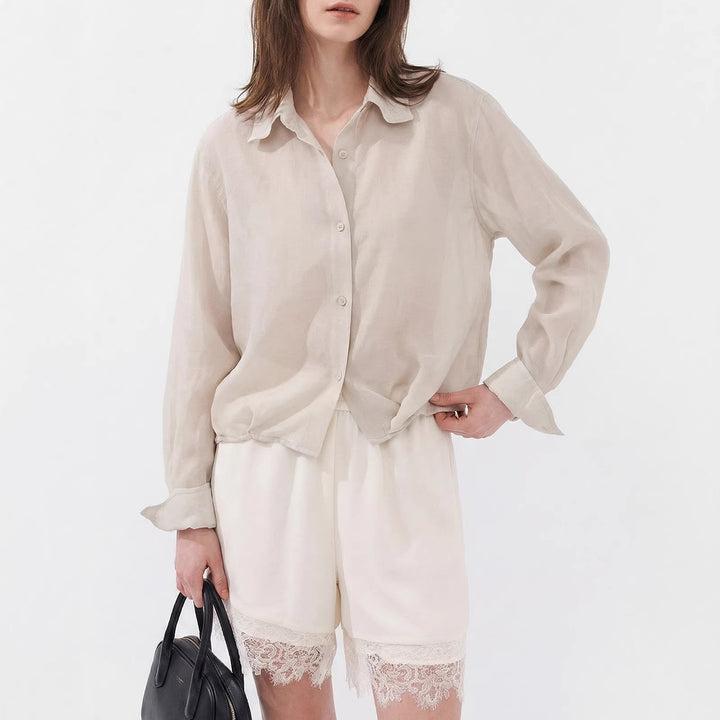 Damen Elegante und leichte Bluse mit Knopfdetails Drune
