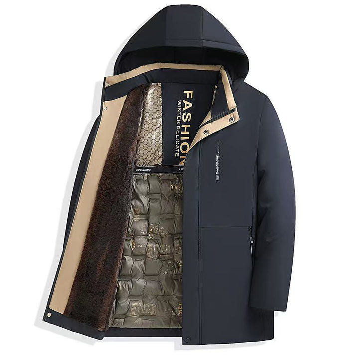Herren Warm gefütterte Steppjacke mit Kapuze Drune