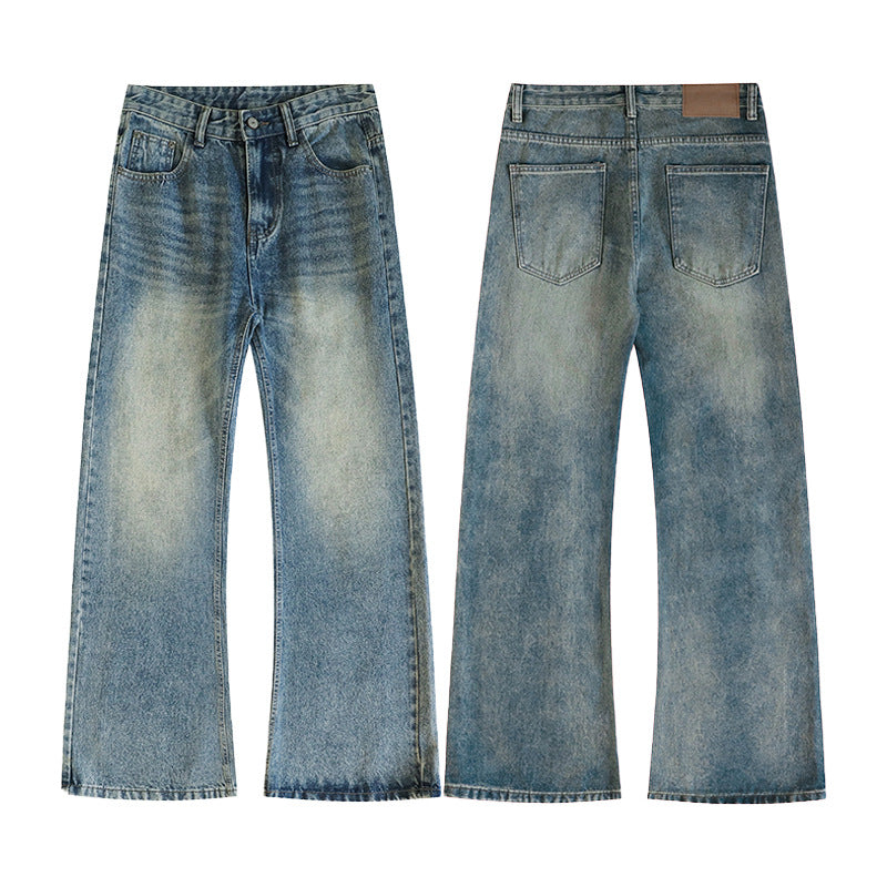 Herren Weite Schlagjeans aus gewaschenem Denim mit dezenten Fade-Effekten Drune