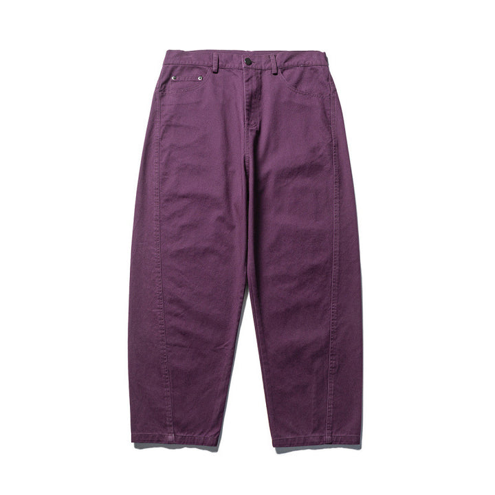 Herren Konisch geschnittene Twill-Hose mit hoher Taille und fünf Taschen Drune