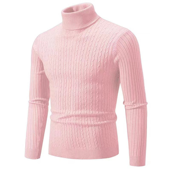 Herren nan gerippter Rollkragenpullover mit Zopfmuster und körpernaher Slim-Fit-Silhouette Drune