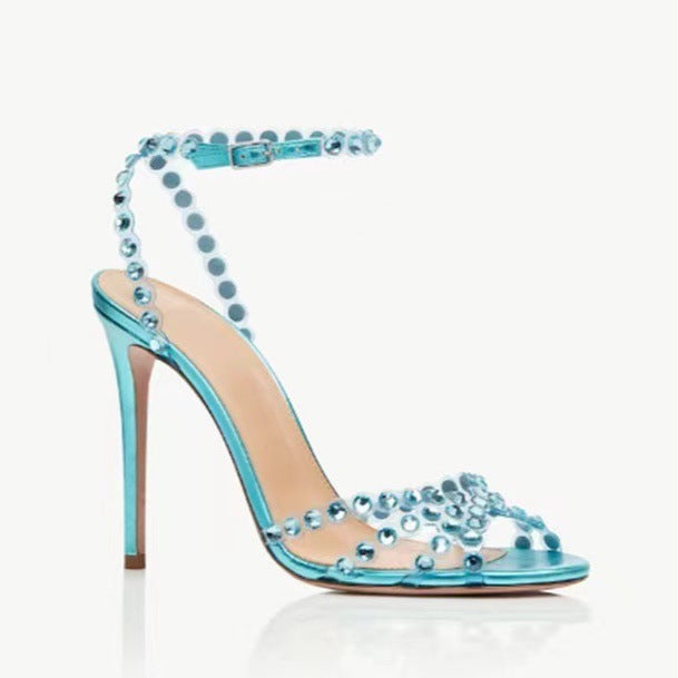 Damen atemberaubende High-Heel Knöchelriemen Sandalen mit dekorativen Perlenakzenten Drune