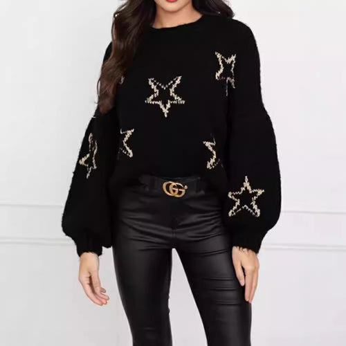 Damen modischer Strickpullover mit Sternenmotiv und kuscheliger Passform Drune
