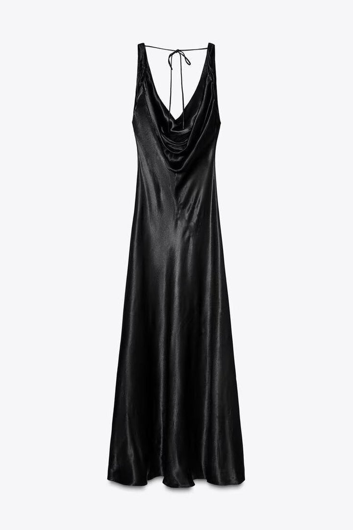 Drune | Lange Drapierte Kleid mit Eingebautem Bh