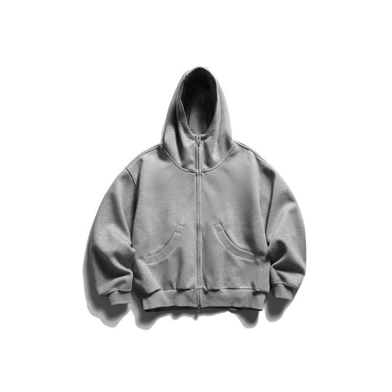 Unisex Oversize Zip-Hoodie mit hohem Kragen und Kängurutaschen Drune