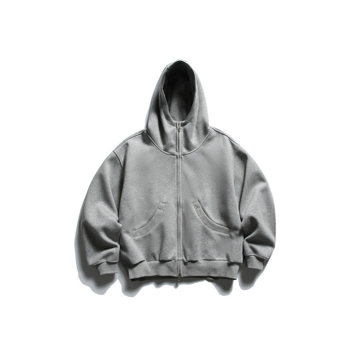 Unisex Oversize Zip-Hoodie mit hohem Kragen und Kängurutaschen Drune
